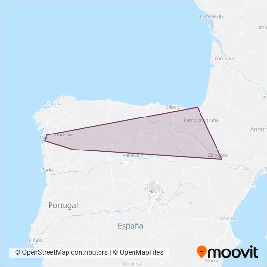 Mapa del área de cobertura de Monbus