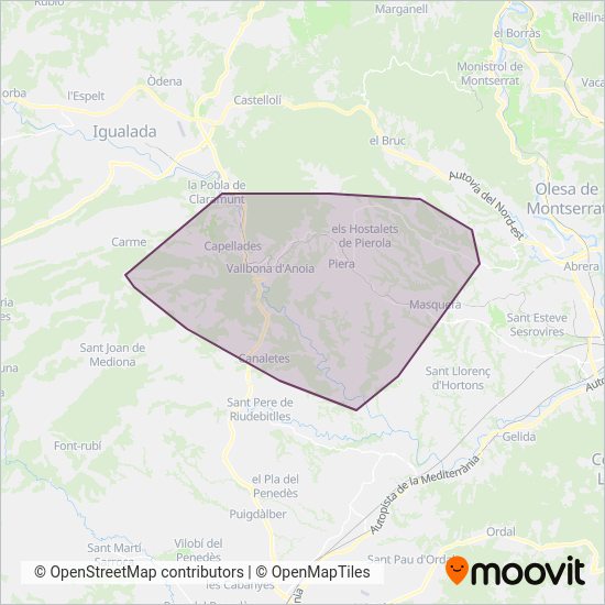 Mapa del área de cobertura de Montferri