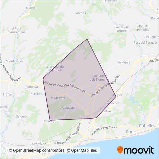 Mapa del área de cobertura de Moventis Izaro