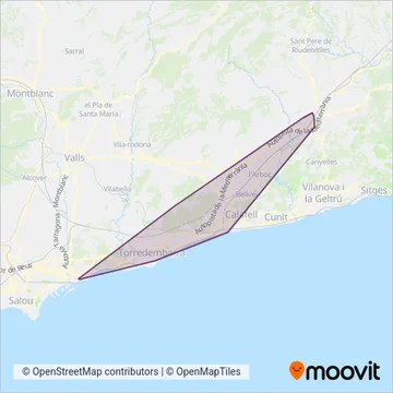 Autocars del Penedès coverage area map