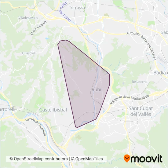 Mapa del área de cobertura de Transports Municipals Rubí