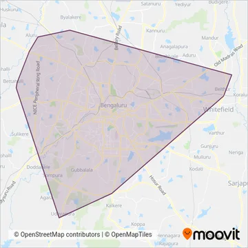 Metro Feeder BMTC (MF Buses) coverage area map