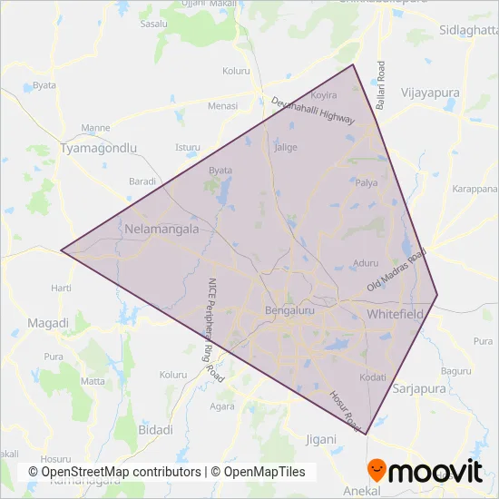BMTC (Bengaluru Metropolitan Transport Corporation) coverage area map