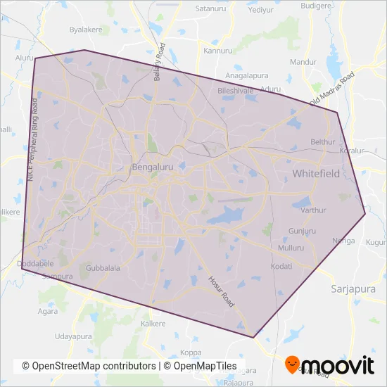 Metro Feeder BMTC coverage area map