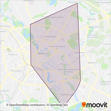 ГП "Сталічны транспарт і сувязь" (Tram) coverage area map
