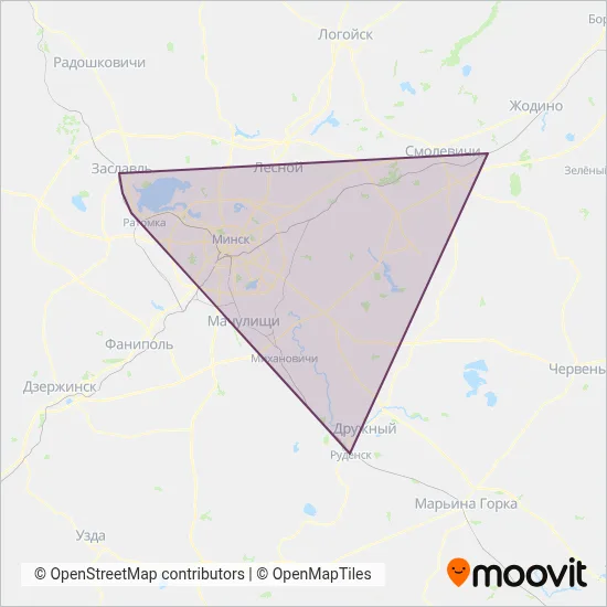 Belarusian Railways coverage area map