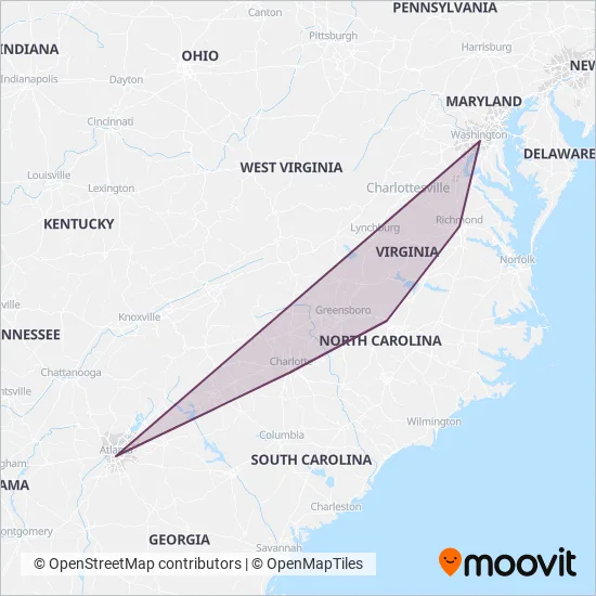 Megabus coverage area map