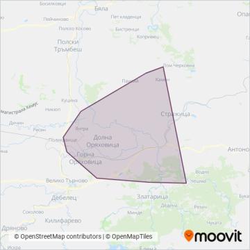 Карта на района на покритие на Горна Оряховица
