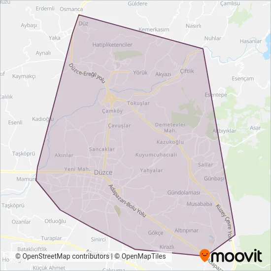 Düzce Belediyesi coverage area map