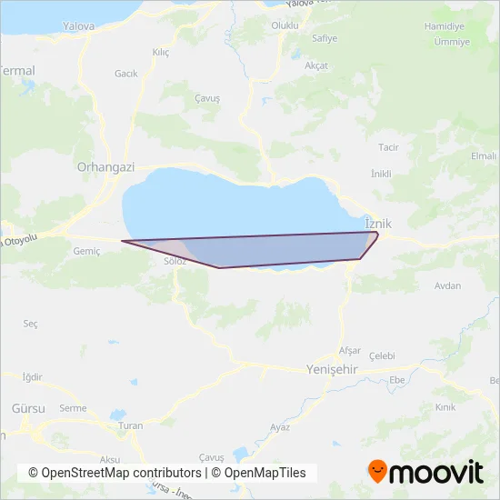 İznik Minibüsçüler Kooperatifi (Bus) coverage area map