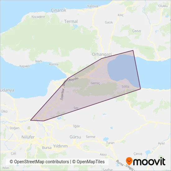 Orhangazi Minibüs Kooperatifi (Bus) coverage area map