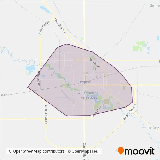 Regina Transit coverage area map