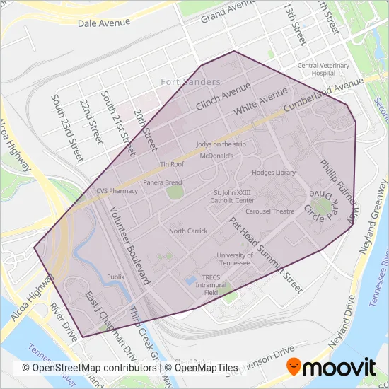 The T coverage area map