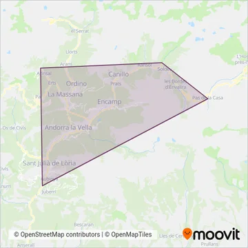 Transports Govern d'Andorra coverage area map