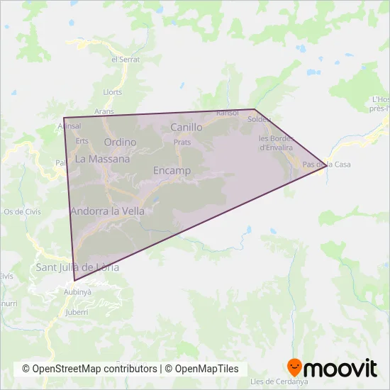 Transports Govern d'Andorra coverage area map