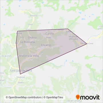 Cooperativa Interurbana Andorrana coverage area map