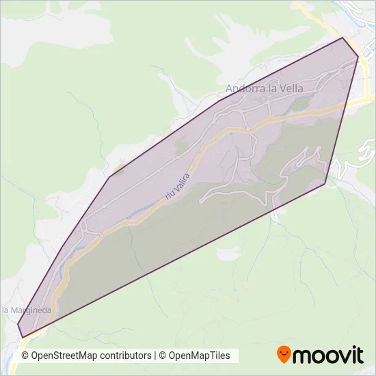 Bus Comunal d'Andorra la Vella coverage area map