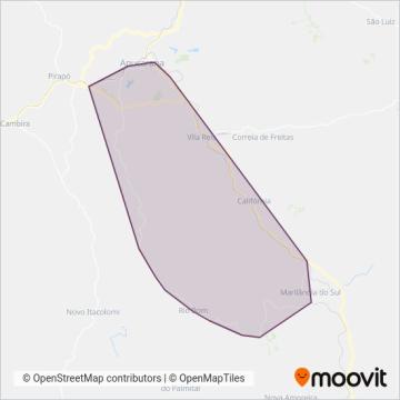 Mapa da área de cobertura da Expresso Nordeste (Metropolitano)