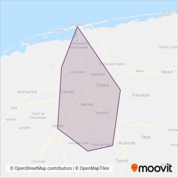 Mapa del área de cobertura de Autobuses
