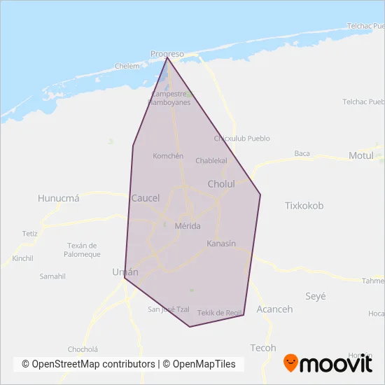 Autobuses coverage area map