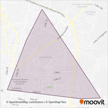 Mapa del área de cobertura de ALIANZA DE CAMIONEROS DE YUCATÁN, A.C.