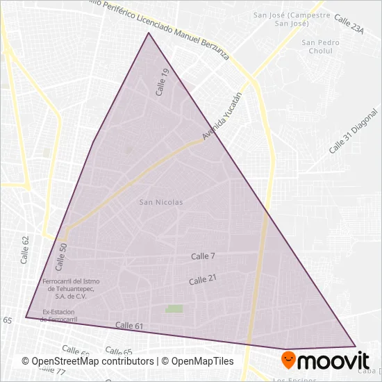 Mapa del área de cobertura de ALIANZA DE CAMIONEROS DE YUCATÁN, A.C.