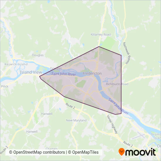 Fredericton Transit coverage area map