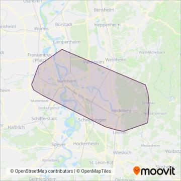 Rhein-Neckar-Verkehr GmbH (rnv) - Bus coverage area map