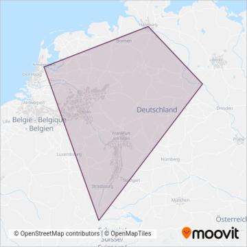 DB Fernverkehr (Codesharing) coverage area map