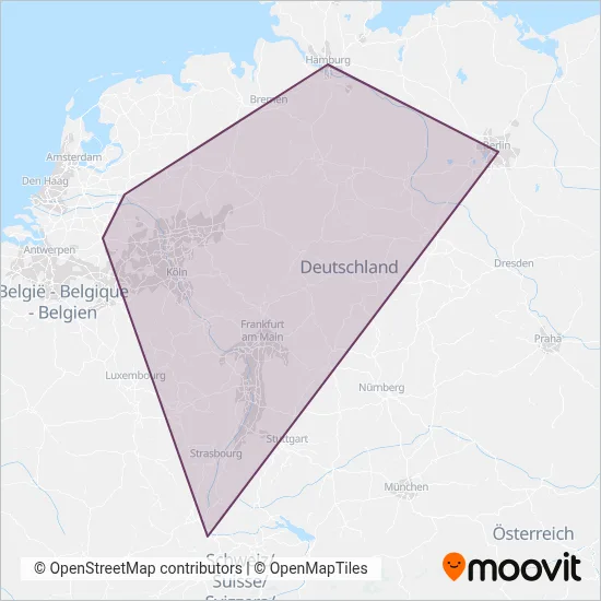 DB Fernverkehr (Codesharing) coverage area map