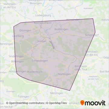Verkehrsverbund Stuttgart coverage area map