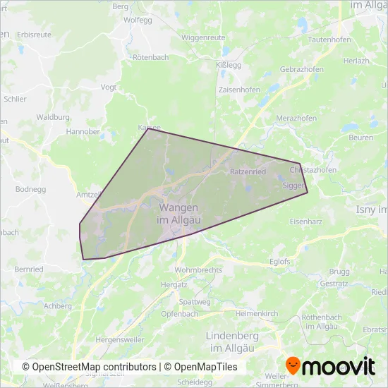Omnibus Verkehr Wangen coverage area map