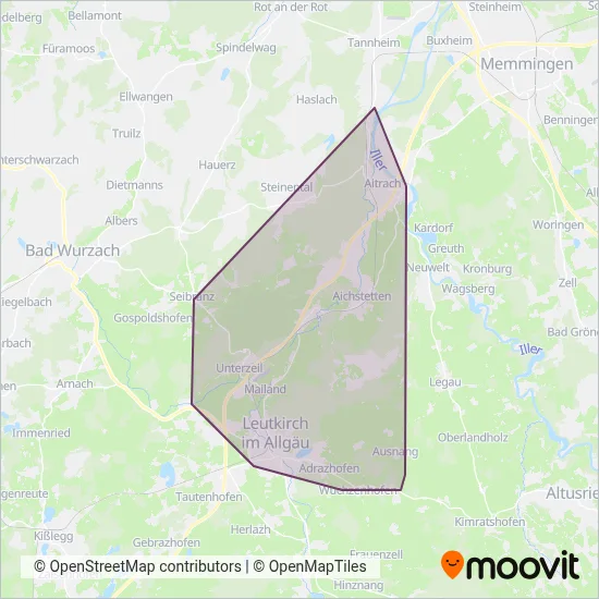Hutter Reisen coverage area map