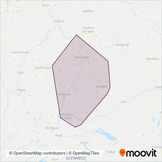 DB AG (Tram) coverage area map