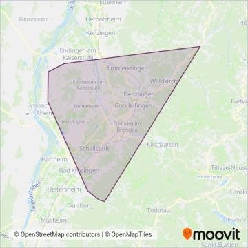 Südwestdeutsche Verkehrs-GmbH (Tram) coverage area map