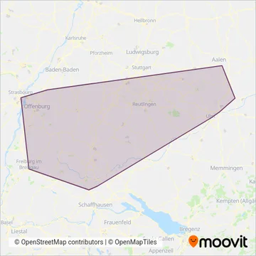 Südwestdeutsche Verkehrs-GmbH (Rail) coverage area map