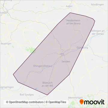 Süddeustche Verkehrslinien coverage area map