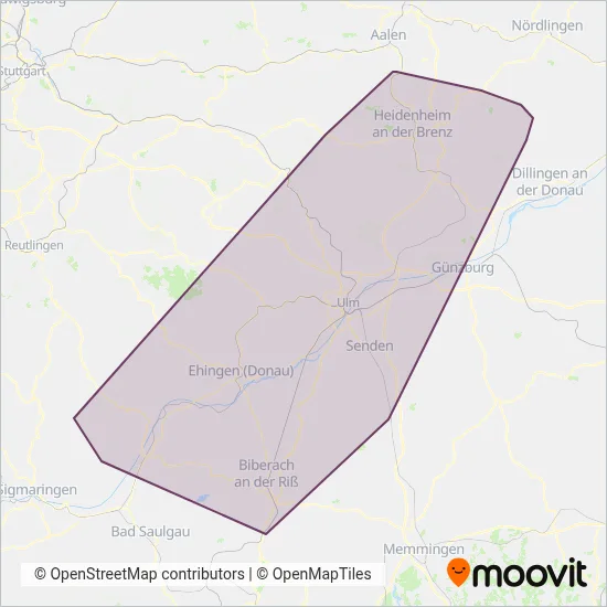 Süddeustche Verkehrslinien coverage area map