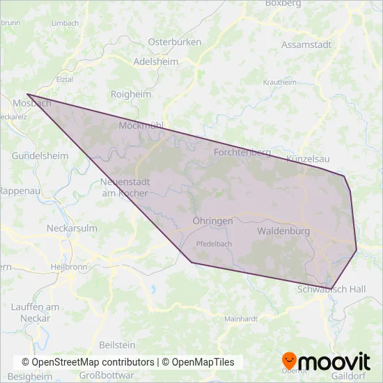Nahverkehr Hohenlohekreis coverage area map