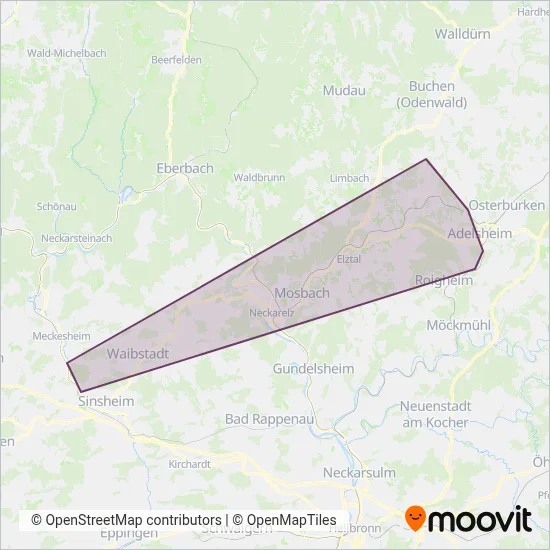 Rhein-Neckar-Bus coverage area map