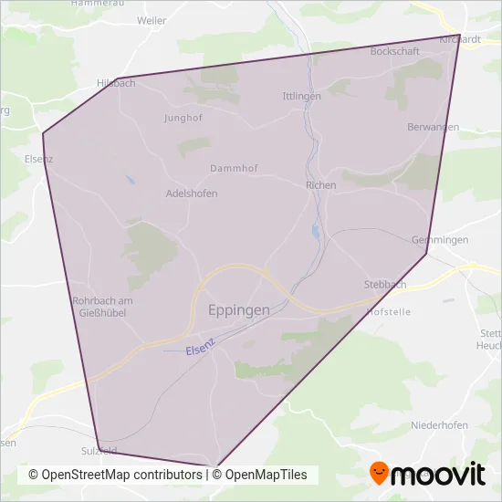 Südwestdeutsche Landesverkehrs-GmbH (SWEG) coverage area map