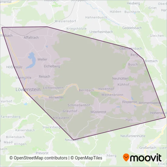 Omnibusverkehr Zügel GmbH coverage area map