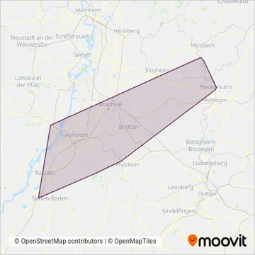 Схема покрытия компании Albtal-Verkehrs-Gesellschaft mbH (Автобус)