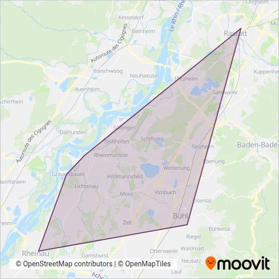 SWEG Südwestdeutsche Landesverkehrs-AG coverage area map