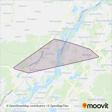 Verkehrsgesellschaft Rastatt mbH coverage area map