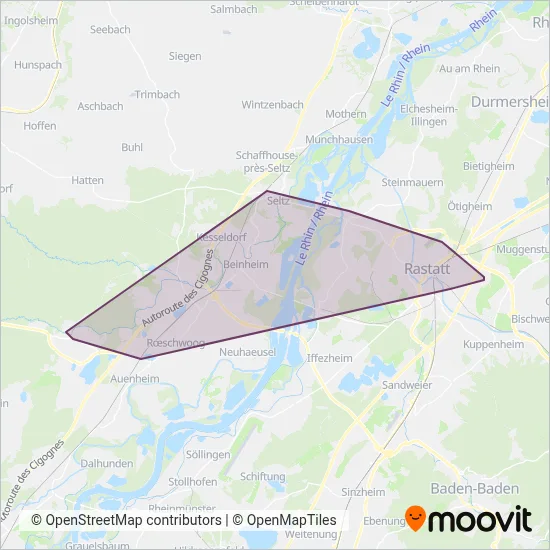 Verkehrsgesellschaft Rastatt mbH coverage area map