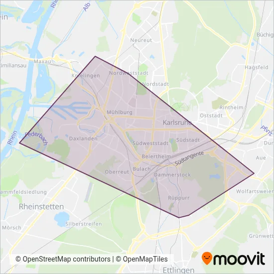 Taxi-Funk-Zentrale Karlsruhe eG coverage area map