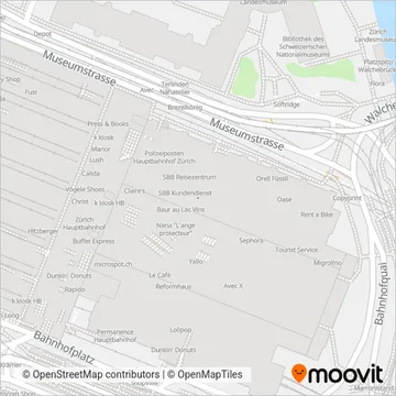 Схема покрытия компании Schweizerische Bundesbahnen SBB