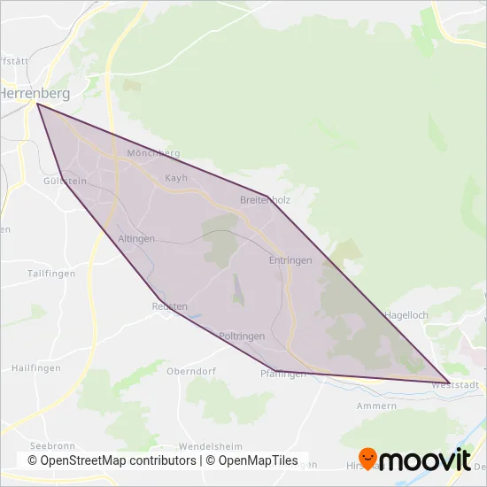 Regionalverkehr Alb-Bodensee GmbH coverage area map