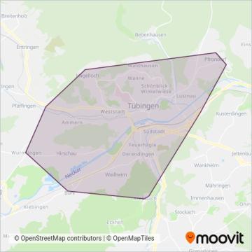 Stadtverkehr Tüb. coverage area map